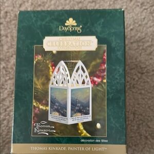 Thomas Kinkade Green and Gold Holiday Ornament